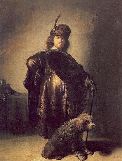 Rembrandt Peale Self portrait in oriental attire with poodle China oil painting art